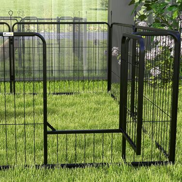 Клітка-манеж для цуценят PawHut 80x60 см з 8 панелей, дверцятами та фіксацією для землі