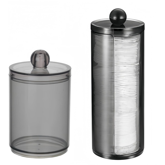 Набір ватних паличок PUTOAHAO 3 шт. з контейнером для зберігання, органайзер для косметичного столика, чорний