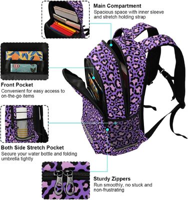 Шкільний рюкзак MNSRUU з нагрудним ременем та відділенням для ноутбука, принт Галактика та Планети, туристичний рюкзак для хлопчиків та дівчаток (Леопард 106)