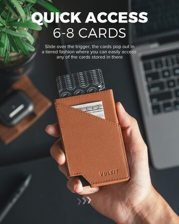 RFID-захисна картхолдер VULKIT з відділенням для грошей, з натуральної шкіри, коричневий