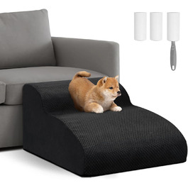 Сходинки для собак маленьких порід, 2 сходинки для ліжка та дивана, знімний чохол, чорний колір