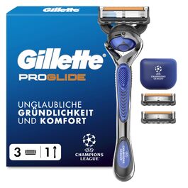 Бритва Gillette Fusion 5 ProGlide для чоловіків, металева, синьо-чорна (бритва + 3 змінні касети + захисний ковпачок)