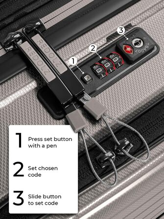 Набір валіз REDOLZ Essentials 14: S (55 см, кишенька для ноутбука), M (66 см), L (77 см). Розширювані, ультралегкі, з TSA-замком та 4 колесами. Колір: Coffee Grey Metallic