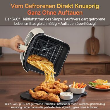 Аерофритюрниця SIMPLUS Airfryer XL 6.5 л з вікном та сенсорним керуванням, 1500 Вт, 10 програм, антипригарне покриття