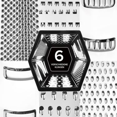 Трка для сиру Joeji's Kitchen з контейнером - 6 сторін, ручна, з нержавіючої сталі, багатоцільова для сиру, овочів та фруктів