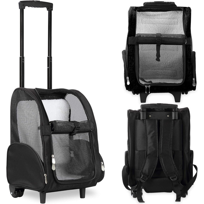 Рюкзак-переноска для тварин KOPEKS Deluxe-R Medium, чорний (50 x 30 x 36 см)