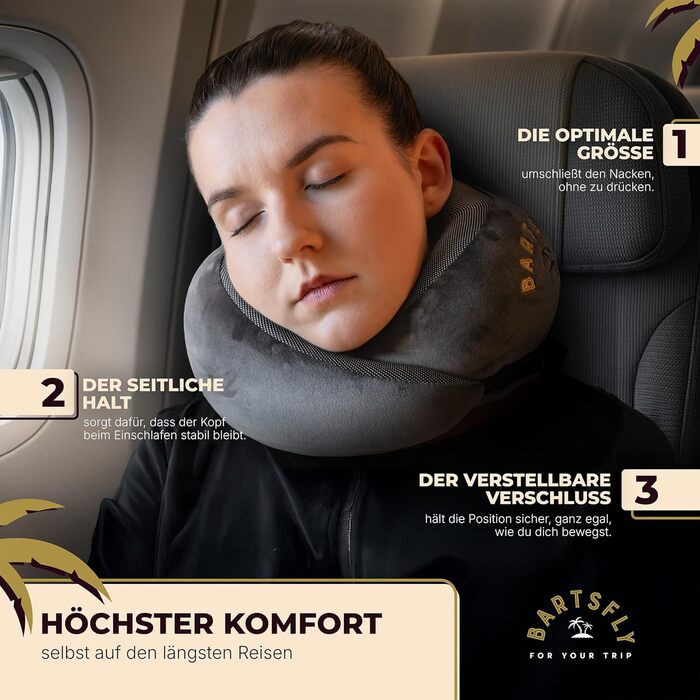 Подушка для шиї Memory Foam - Автомобільна та авіаційна, ергономічна, проти болю в шиї, для сну, для далеких перельотів, сірого кольору