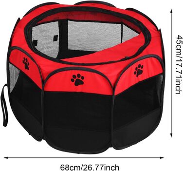 Летворезист для цуценят, кроликів, курчат: портативний, складаний, з сіткою та блискавкою. Підходить для використання в приміщенні та на вулиці (червоний)