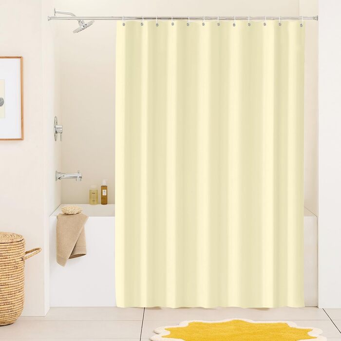Жовтий водонепроникний душовий завіс для ванної кімнати 180x180 см з кільцями
