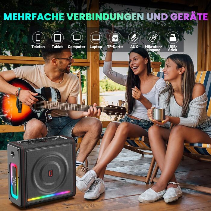 Караоке машина з 2 мікрофонами, портативна Bluetooth колонка з підсвіткою, FM, USB, TF, AUX, TWS, для дорослих та дітей, MS78