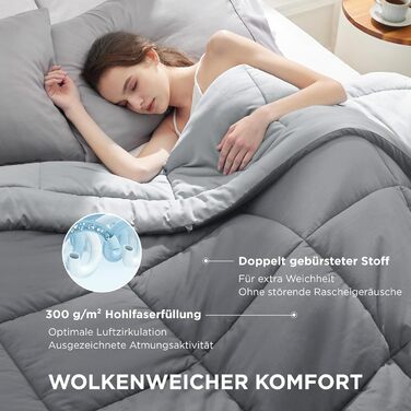 BEDSURE Ковдра постійна 135x200 см - Ковдра для всіх сезонів, 300 GSM, двостороння сіра/світло-сіра, м'яка та тепла, для алергіків, 135x200 см