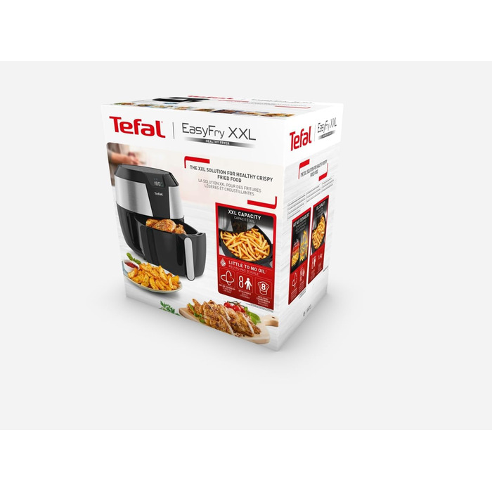 Аерофритюрниця Tefal Easy Fry XXL 5,6 л, 1850 Вт, 8 програм, електрична, без олії, нержавіюча сталь, енергозберігаюча, цифровий дисплей