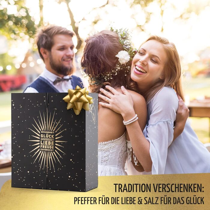 Salt and pepper mill made of wood, including coaster, in a luxury gift box. Ideal as a wedding gift | Wedding gifts | Wedding gifts for the bridal couple | Housewarming gift
