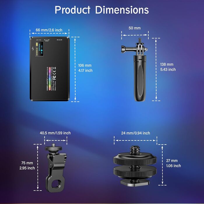 LED світло для селфі на телефон ST-120RGB-CT: 120 світлодіодів, 2500-9000K, регулювання яскравості, 3000mAh, CRI 95+, з тримачем та штативом для фото/відео