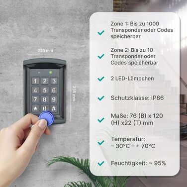 Розумний електронний замок MATHFEL із кодовою панеллю та RFID, для вхідних дверей, зовнішній, IP66, автоматичний доступ