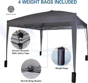 Pavilion with silver protective coating, waterproof, 3 x 3 m, White (Gray)