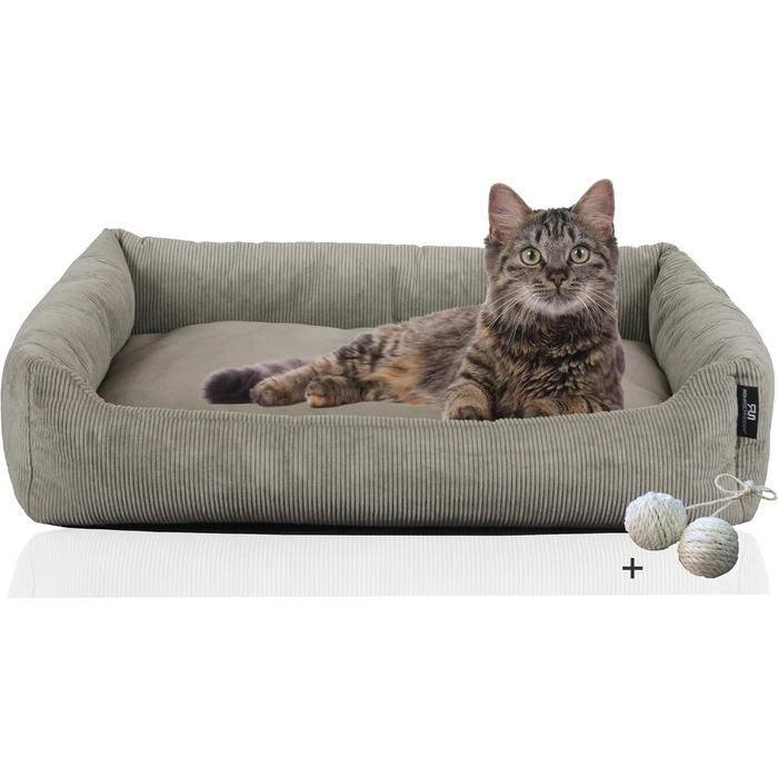 Кігтечка для котів Rohrschneider з м'якою тканиною Cordstoff та ігровим м'ячиком (Taupe, якісний Cordstoff)