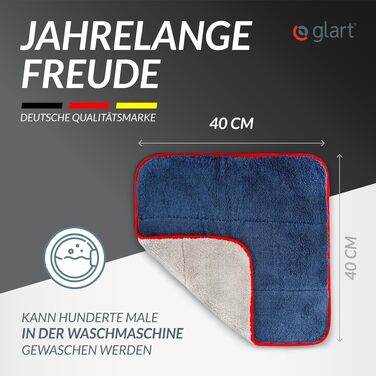 Набір мікрофібрових рушників для автомобіля Glart 471PP6, 6 шт. (60x40 см) — серветки для полірування лаку, скла та салону, без розводів та ворсу, антрацит/синій
