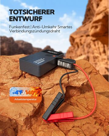 Powerbank Starthilfe JC8-12000mAh: Powerbank для авто з компресором, 12000mAh, LED-лампа, USB-C, ресeт-комплект