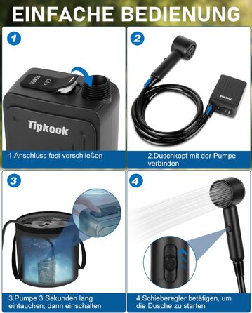 Портативний душ для кемпінгу з насосом 5000mAh, 3 режими, присоски та гак. Для миття тварин, авто, фруктів, поливу квітів.