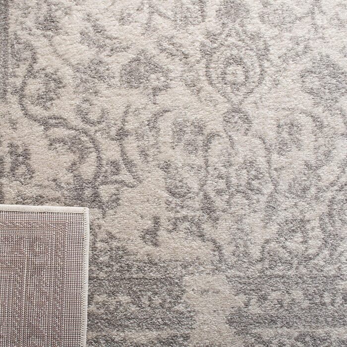 Килим SAFAVIEH з потертою текстурою для вітальні, їдальні, спальні - колекція Adirondack, короткий ворс, слонова кістка та срібло, 122 x 183 см