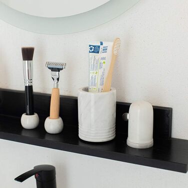 JIMEI Toothbrush Holder, Toothbrush Cup made of Natural Marble, Spa Collection, Makeup Brush Holder, Bathroom Accessories Organizer