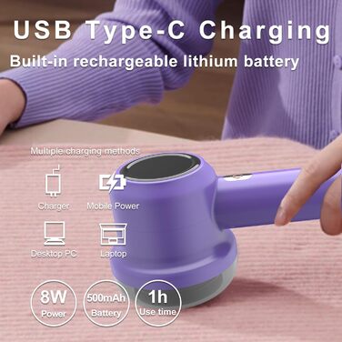 Електричний видалення ворсу для одягу: USB-зарядка, 2 змінні насадки, зелений