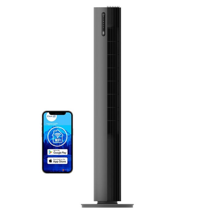 Вентилятор вежовий Smart Clean Air Optima CA-407 Luxus з фільтром, сірий/чорний - до 500 м³/год, з керуванням зі смартфона