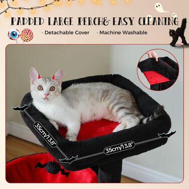 Дім-кігтеточка для котів PETEPELA 104 см з гамаком, перинаю та ігровим м'ячиком, чорний