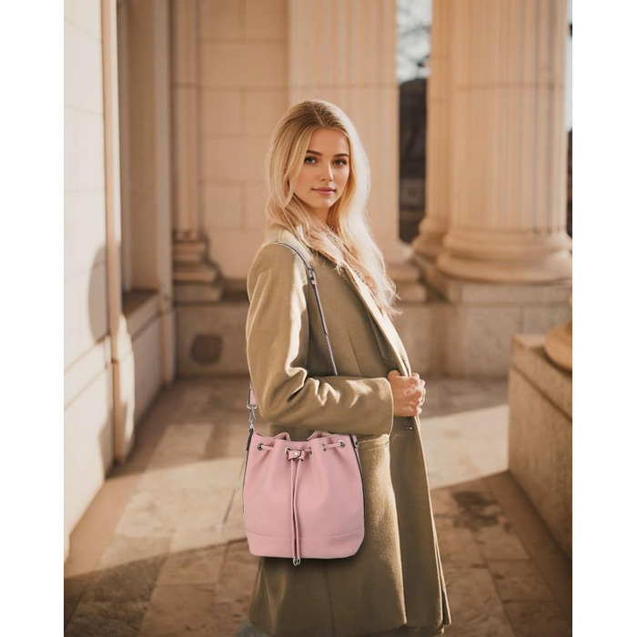 Сумка жіноча AFKOMST велика, м'яка, на плече з двома ремінцями (Рожева)