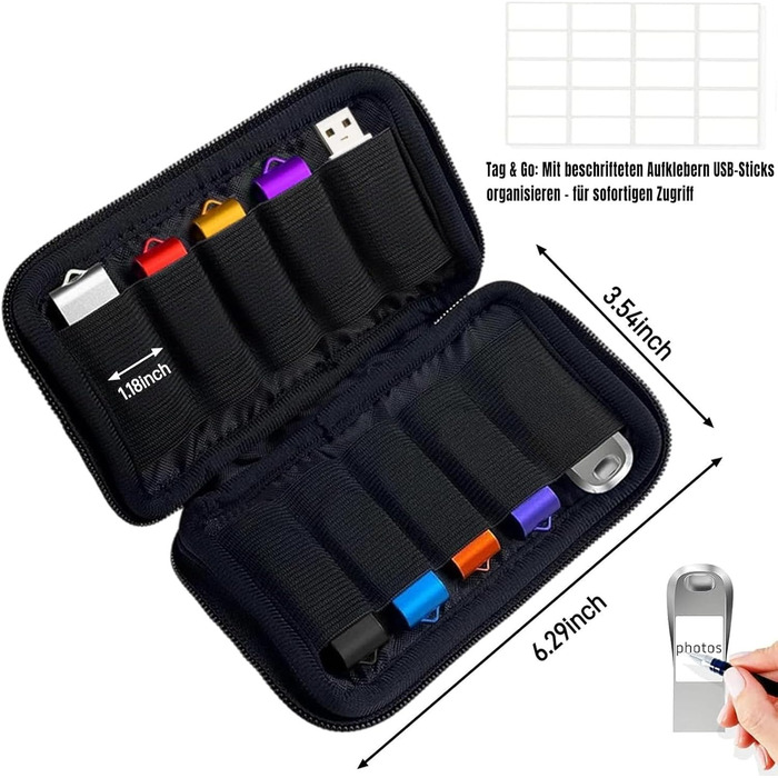 Органайзер для USB-накопичувачів TATMOHIK: синій кейс на 10 USB-флешок, USB-накопичувачів, флеш-карт