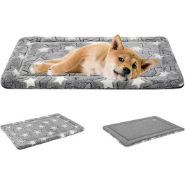 EMPSIGN Dog Bed, Medium Dogs, Washable Dog Cushion (cool and warm), Dog Mat made of high-density foam for crates, grey, 76x51x2.8cm