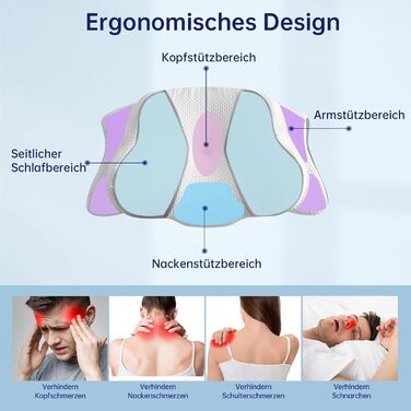 Uniency Orthopedic Memory Foam Anti-Snore Pillow - Ergonomic Neck Support Pillow for Side, Back & Stomach Sleepers (Gray)