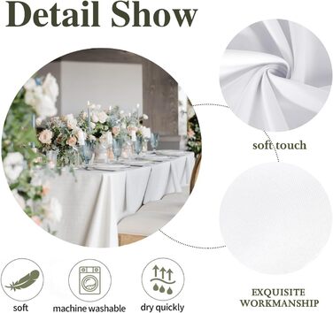 Vnituasr 10-Pack White Rectangular Tablecloth, 153×260 cm Polyester Table Covers