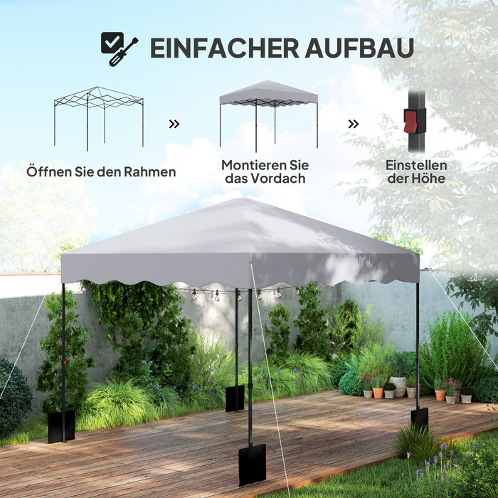 Outsunny Gazebo approx. 3x3m, water-resistant, stable, winter-proof, pop-up folding gazebo with UV protection 50+, foldable party tent, garden tent with carrying bag, garden gazebo for camping and garden, light grey | Aosom