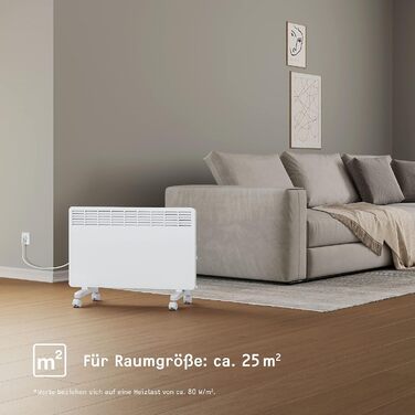 Електричний конвекторний обігрівач Stiebel Eltron 2 kW з терморегулятором, для приміщень до 25 м², TÜV geprüft, з роликами, 204450