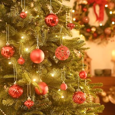 Набір прикрас для ялинки Valery Madelyn, 100 шт. ялинкові кулі з подарунковим пакуванням, червоні