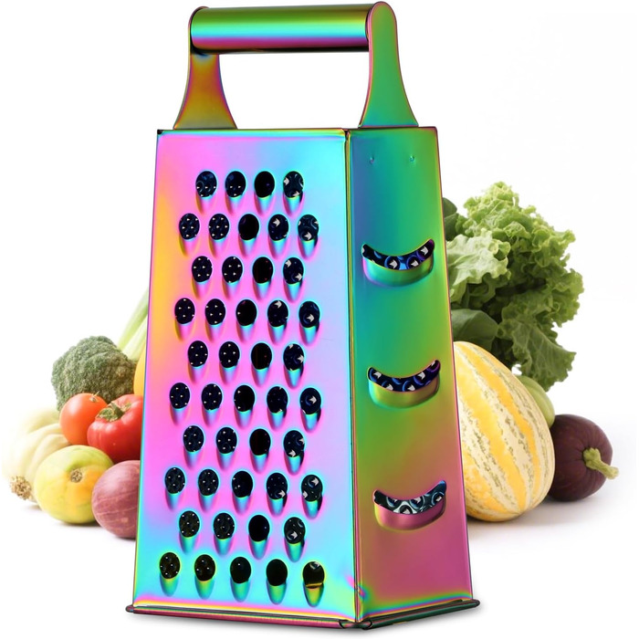 Тёрка YDware з нержавіючої сталі, квадратна, 23,7 см, для овочів, 1 шт. (Райдужна)