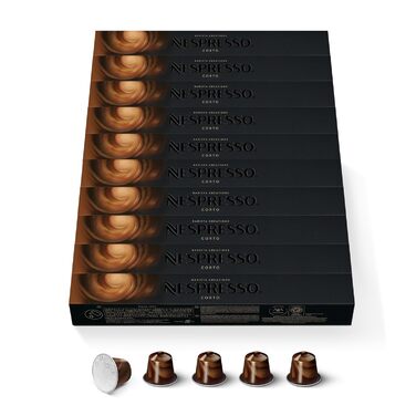 Кава Nespresso Original Barista Creations Corto: суміш арабіки та робусти середнього обсмаження | 100 капсул | Ідеально для молочних напоїв, таких як капучино | Сумісна з капсульними машинами Nespresso Original