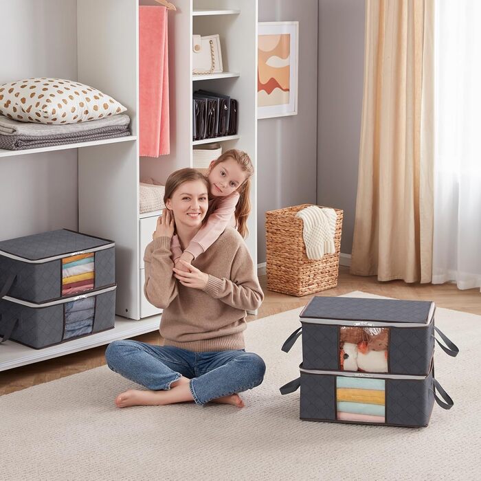 Органайзер для зберігання постільної білизни Lifewit, коробка для зберігання під ліжком, сірий (8 шт., 35л)