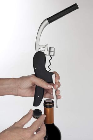 Arcos Wine Opener - Black & Gray Ergonomic Corkscrew with ABS & Zinc Alloy Handle