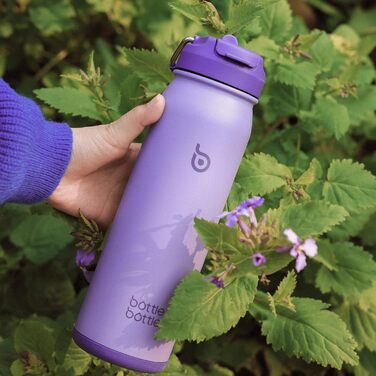 BOTTLE BOTTLE Stainless Steel Water Bottle 24oz (709ml) with Straw Handle and Pill Compartment for Outdoor School, Insulated Sports Bottle (Violet)