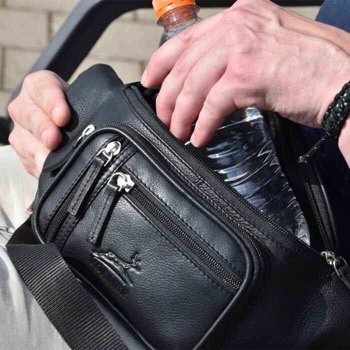 Чоловіча/жіноча поясна сумка Volmer Palma з натуральної шкіри, чорна, регульований ремінь до 130 см