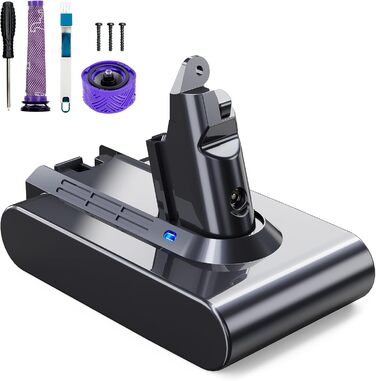 Замінний акумулятор 6000mAh для пилососа Dyson V6 (DC62, DC58, DC59, DC61, DC72, DC74, SV03, SV05, SV06, SV07, SV09) Animal, Absolute, Motorhead, Fluffy + 2 фільтри + 1 щітка