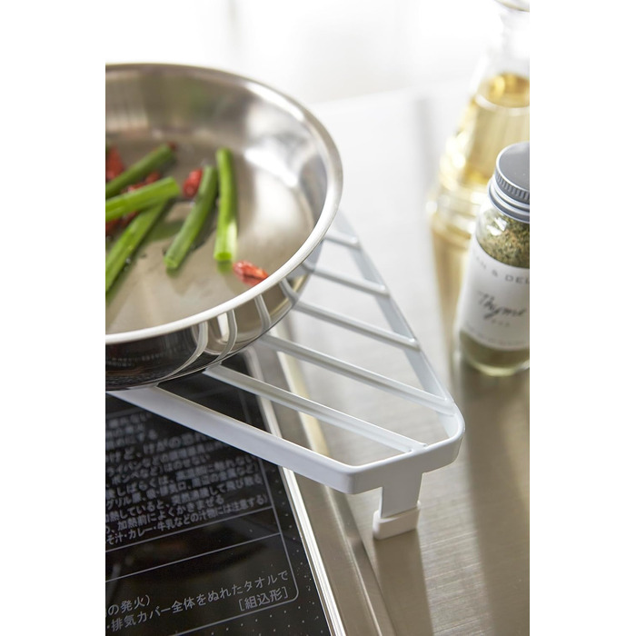 YAMAZAKI 2748 Tower Storage for the Kitchen Area, Minimalist Design, Steel, White, 22 x 22 x 5 cm (LxBxH)