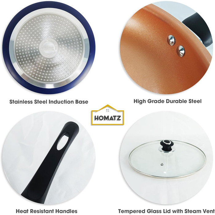 Каструля Homatz 4,5L з антипригарним покриттям, з кришкою. Підходить для всіх плит. Діаметр 30 см.