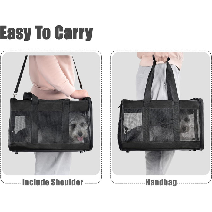 Транспортна переноска для собак та котів HITSLAM (M) Чорна, розкладний бокс, для подорожей, авіалінії