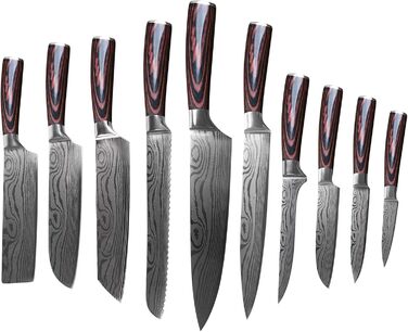 Набір кухонних ножів Gustrug 8 предметів з нержавіючої сталі, гострі ножі з ергономічною ручкою, подарункова коробка, для дому та ресторану