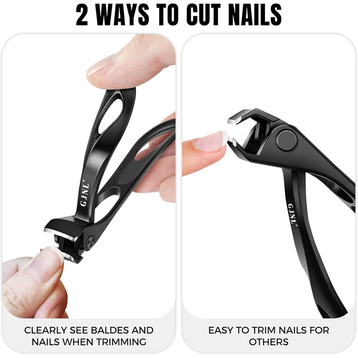 Нігтеріз для літніх людей та товстих нігтів, 16 мм/37 мм ширина отвору, міцний нігтеріз для чоловіків з товстими нігтями, 45° кут заточування, вигнута леза, для видалення врослого нігтя (чорний)