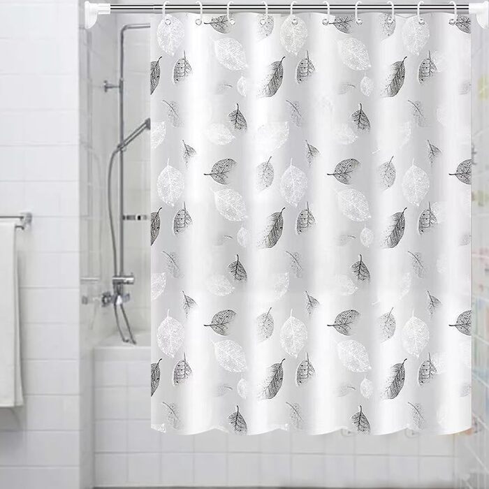 Шторка для душу 180x200 см антигрибкова, водовідштовхувальна, швидко сохне, текстиль, пральна машина, 12 гачків для ванної кімнати